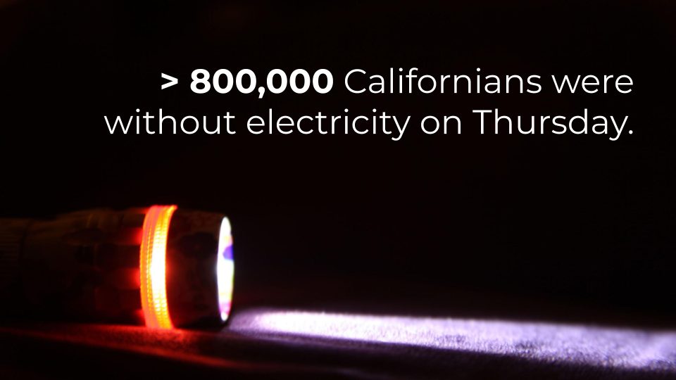 800,000 Californians were without electricity from PG&E power outage
